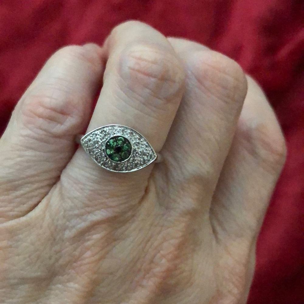 Tsavorite and zircon sterling ring. NWOT. Size 6